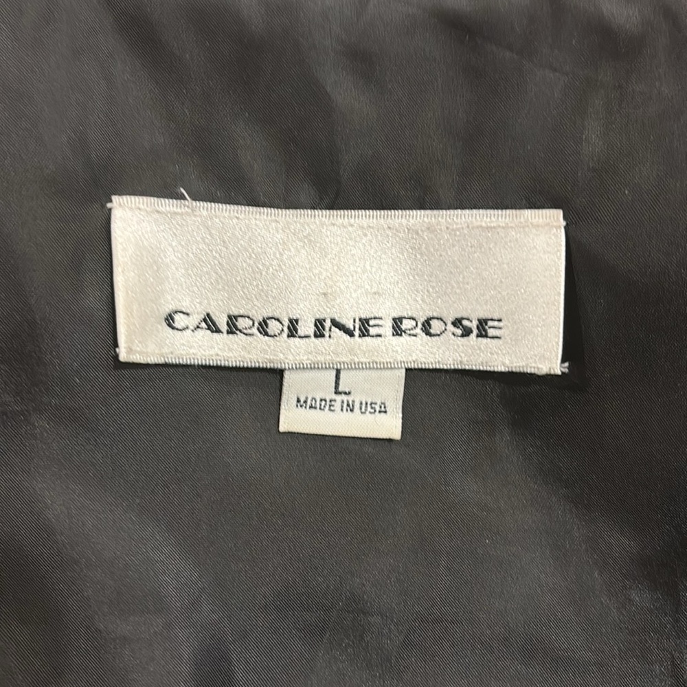 CAROLINE ROSE RED BLACK & METALLIC PEWTER LARGE BOLD FLORAL OVERSIZED JACKET L - Picture 6 of 8